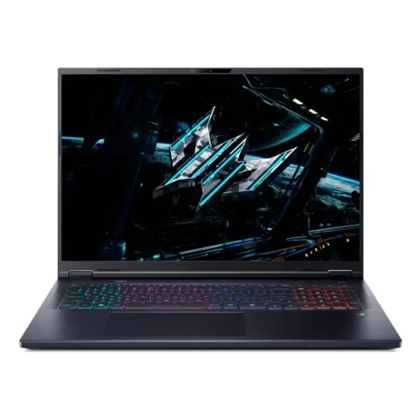 PC portable Acer Predator Helios Neo 18 AI vu de face, clavier RGB