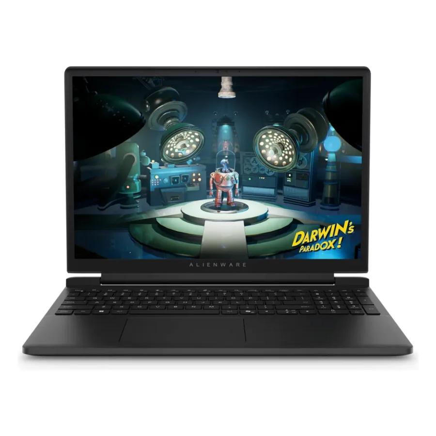 PC portable Alienware 15 noir, ouvert, vu de face