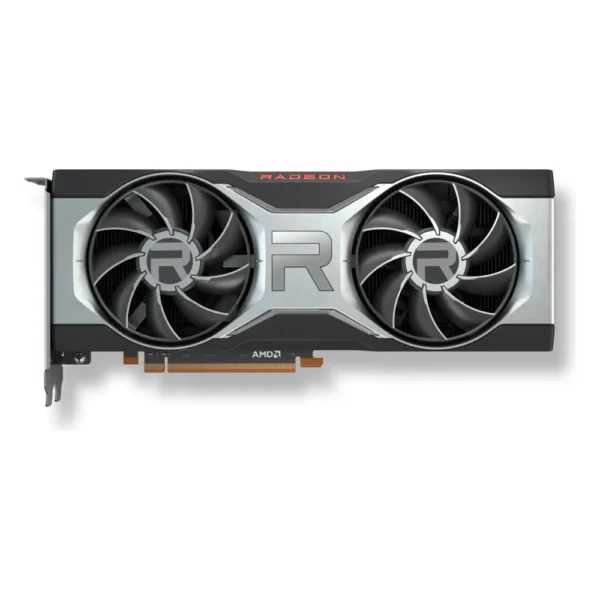 Carte graphique AMD Radeon RX 6700 vue de face avec ses deux ventilateurs