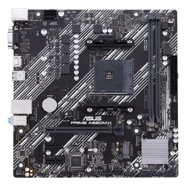 Carte mère ASUS PRIME A520M-K (AM4, chipset A520), vue de face