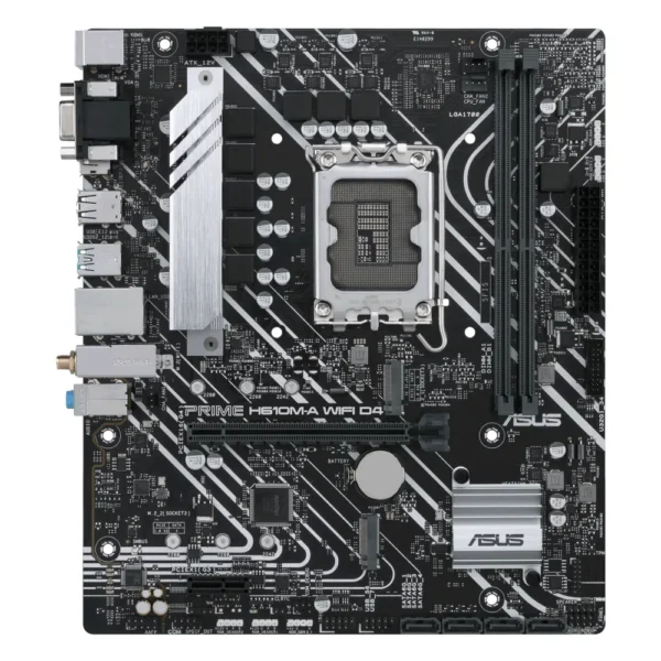 Carte mère ASUS PRIME H610M-A WIFI D4 (LGA 1700, chipset H610), vue de face