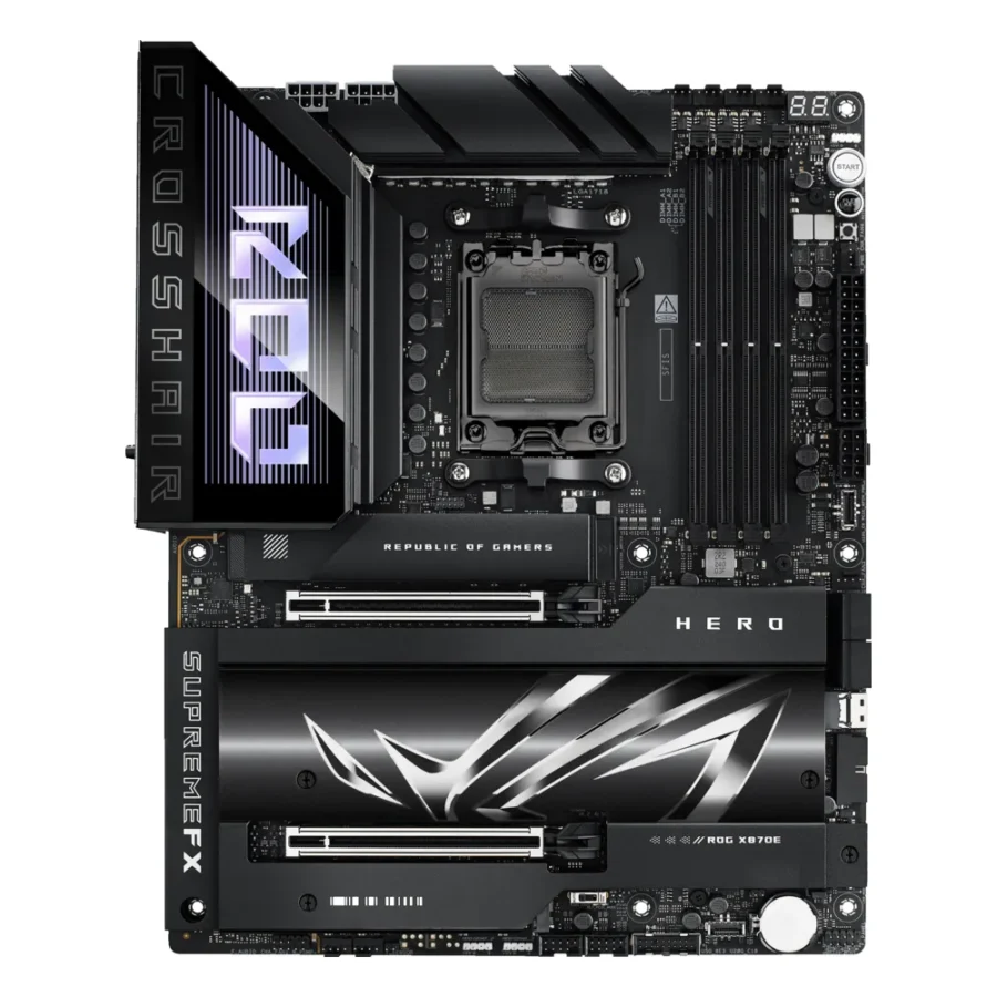 Carte mère ASUS ROG CROSSHAIR X870E HERO (AM5, chipset X870E), vue de face