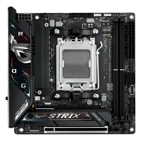 Carte mère ASUS ROG STRIX B850-I GAMING WIFI (AM5, chipset B850), vue de face
