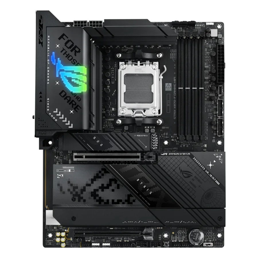 Carte mère ASUS ROG STRIX X870-F GAMING WIFI (AM5, chipset X870), vue de face