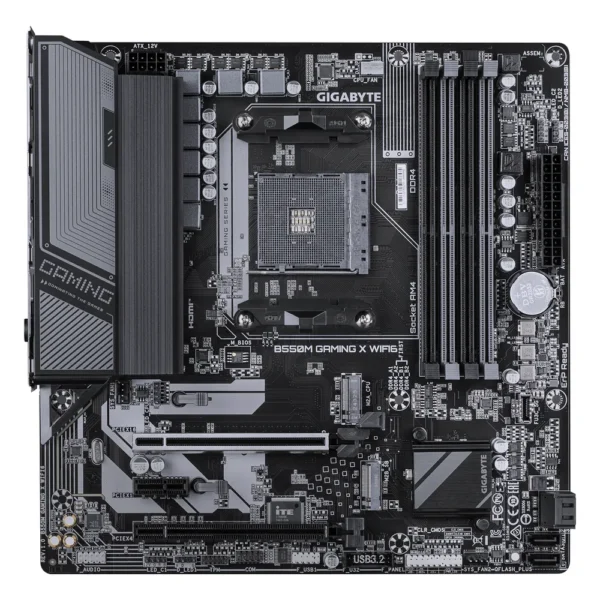 Carte mère Gigabyte B550M GAMING X WIFI6 (AM4, chipset B550), vue de face