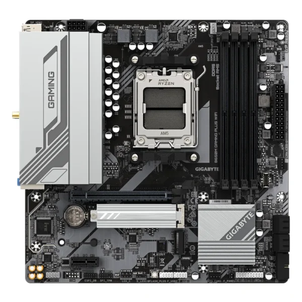 Carte mère Gigabyte B650M GAMING PLUS WIFI (AM5, chipset B650), vue de face