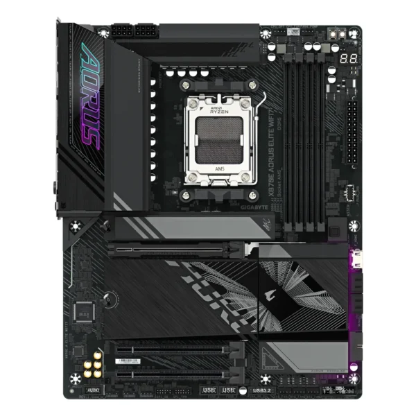 Carte mère Gigabyte X870E AORUS ELITE WIFI7 (AM5, chipset X870E), vue de face