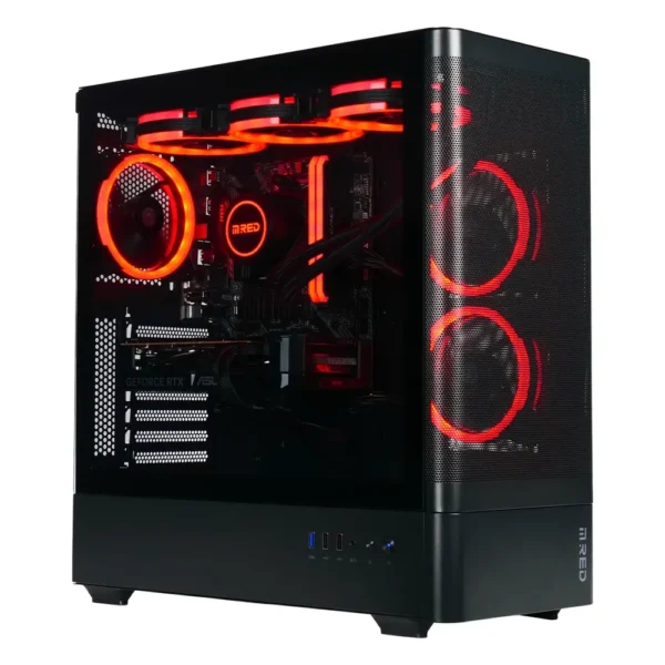 PC gamer Grosbill ARCANE noir à éclairage rouge
