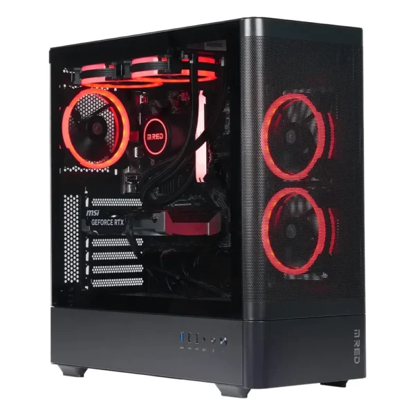 PC gamer Grosbill BILLGAMER noir vitré à ventilateurs rouges
