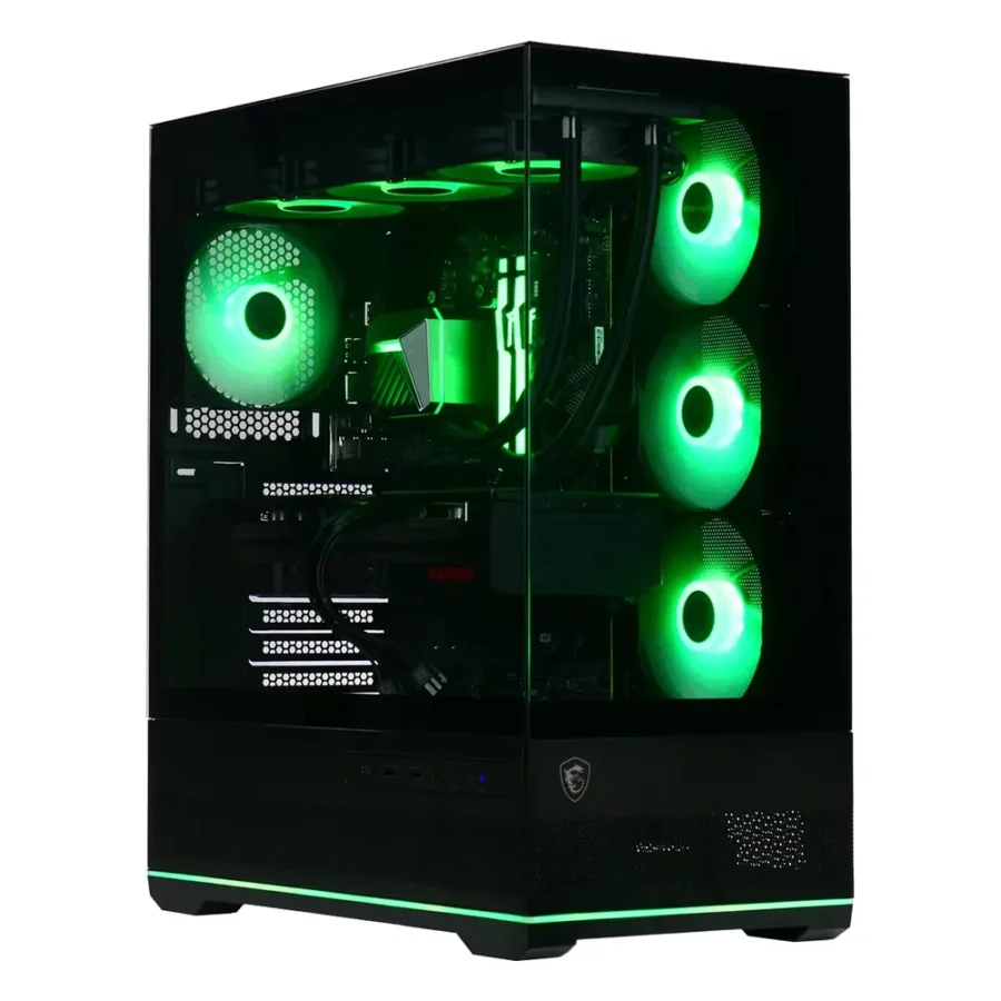 PC gamer Grosbill VENOM panoramique à ventilateurs verts