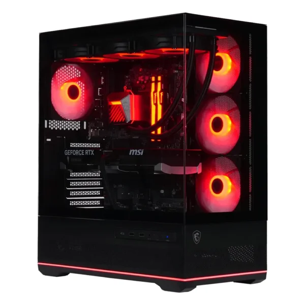 PC gamer Grosbill VOLCANO panoramique à ventilateurs rouges