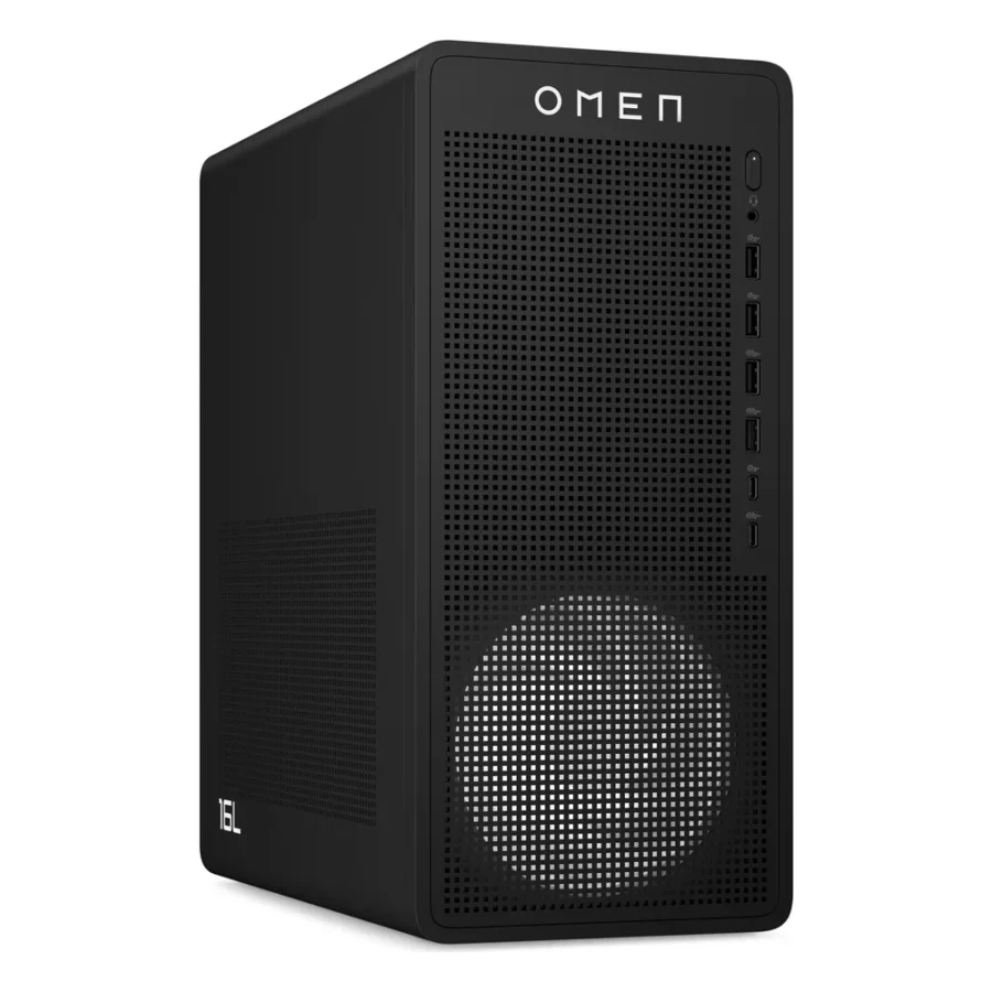 Petite tour HP OMEN 16L noire vue de trois quarts