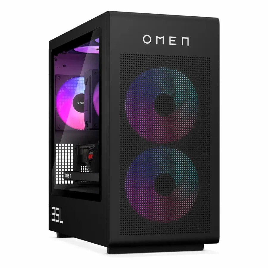 Tour HP OMEN 35L noire à vitre latérale et ventilateurs RGB