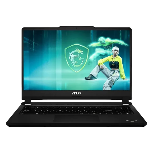 PC portable MSI Cyborg 15 Max ouvert, vu de face