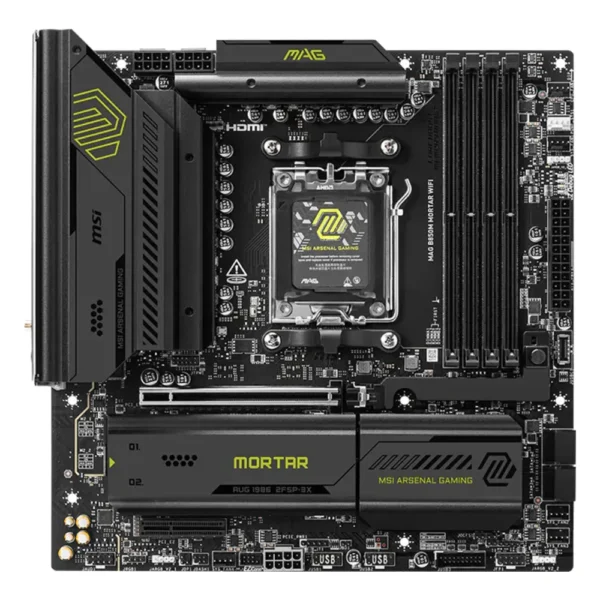 Carte mère MSI MAG B850M MORTAR WIFI (AM5, chipset B850), vue de face