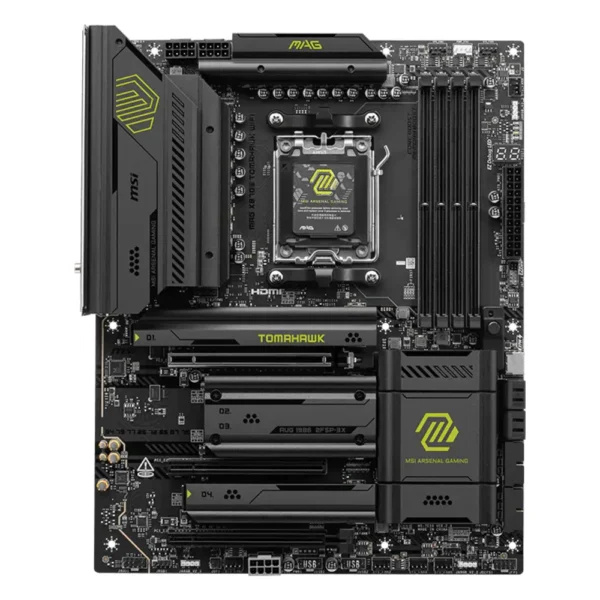 Carte mère MSI MAG X870E TOMAHAWK WIFI (AM5, chipset X870E), vue de face