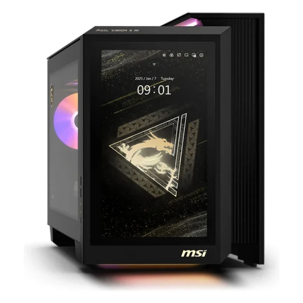 Tour MSI MEG Vision X AI avec écran tactile en façade
