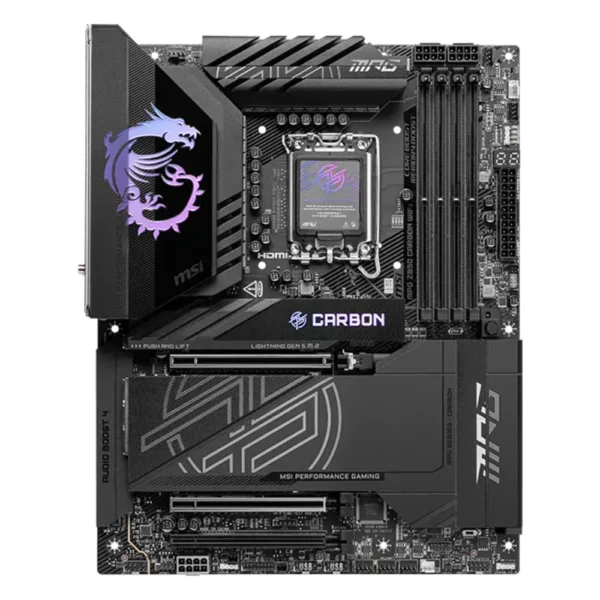 Carte mère MSI MPG Z890 CARBON WIFI (LGA 1851, chipset Z890), vue de face