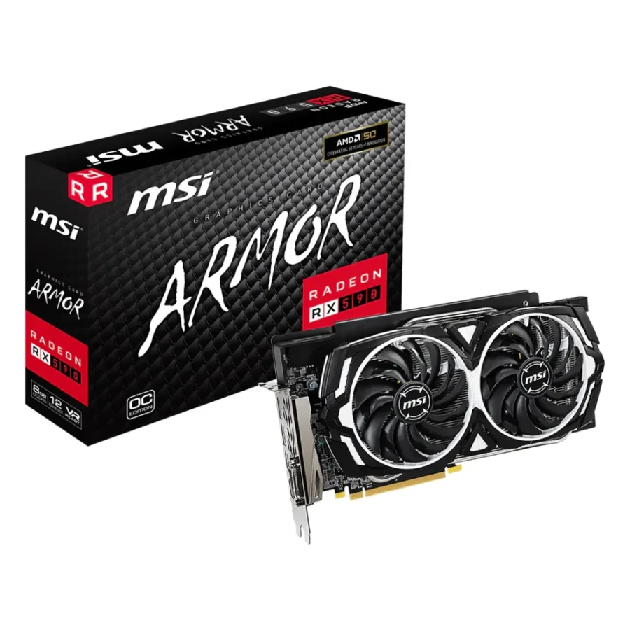 Carte graphique AMD Radeon RX 590 : modèle MSI Radeon RX 590 ARMOR 8G OC avec sa boîte