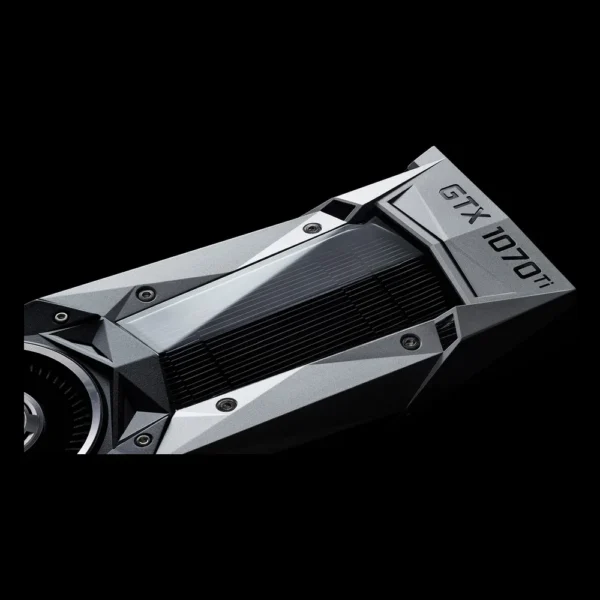 Carte graphique NVIDIA GeForce GTX 1070 Ti Founders Edition, gros plan sur son capot