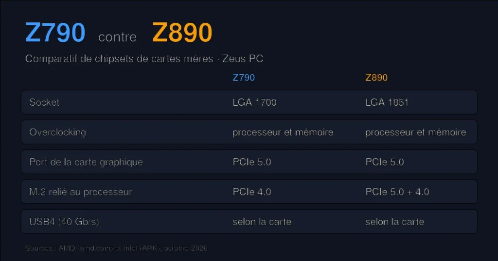 Comparatif des chipsets Z790 et Z890 : socket, overclocking, PCIe et USB4